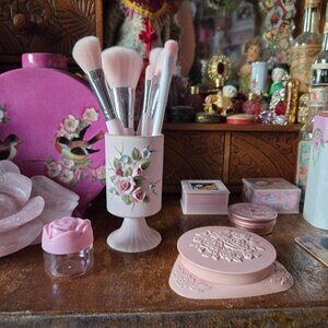 Vintage Pink Bisque Style Porcelain Mini Rose Vase Romantic Cottagecore